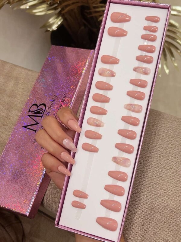 light pink nude medium coffin with pink marble
