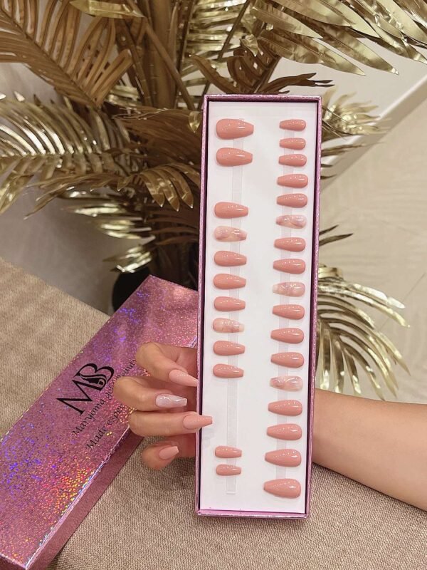light pink nude medium coffin with pink marble