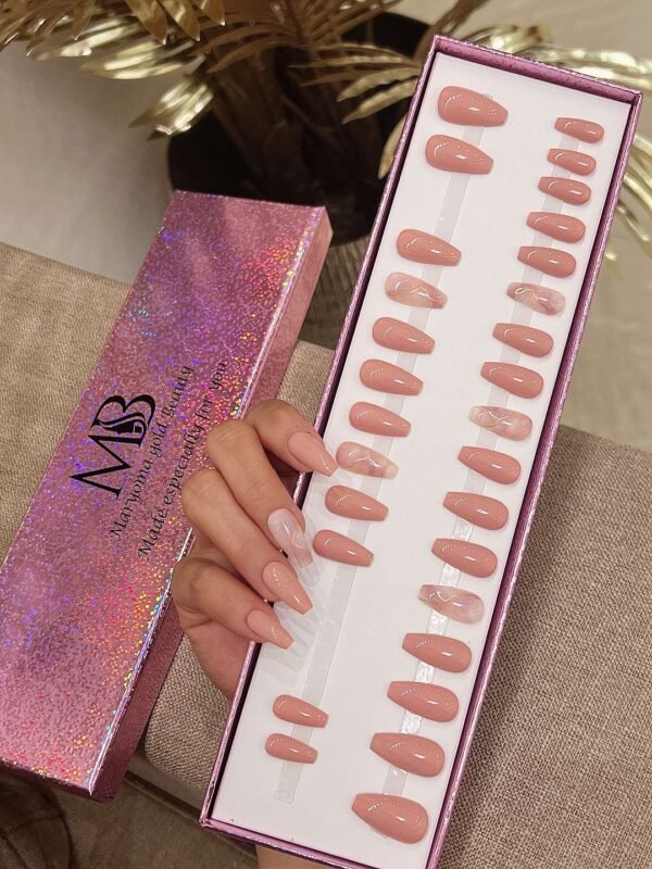 light pink nude medium coffin with pink marble