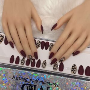 maroon matt shape with leaves design