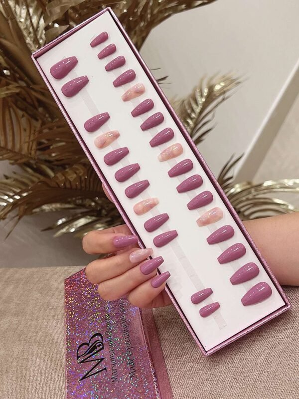 medium coffin pink with pink marble