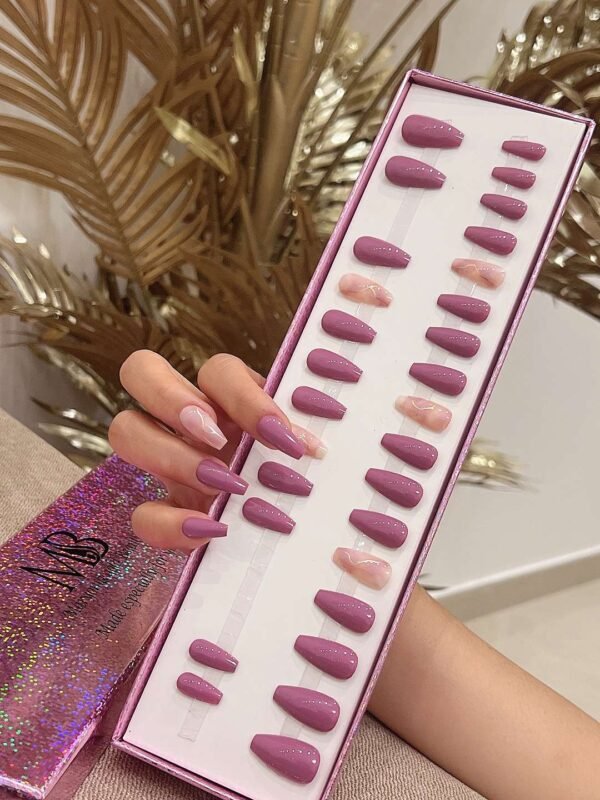medium coffin pink with pink marble