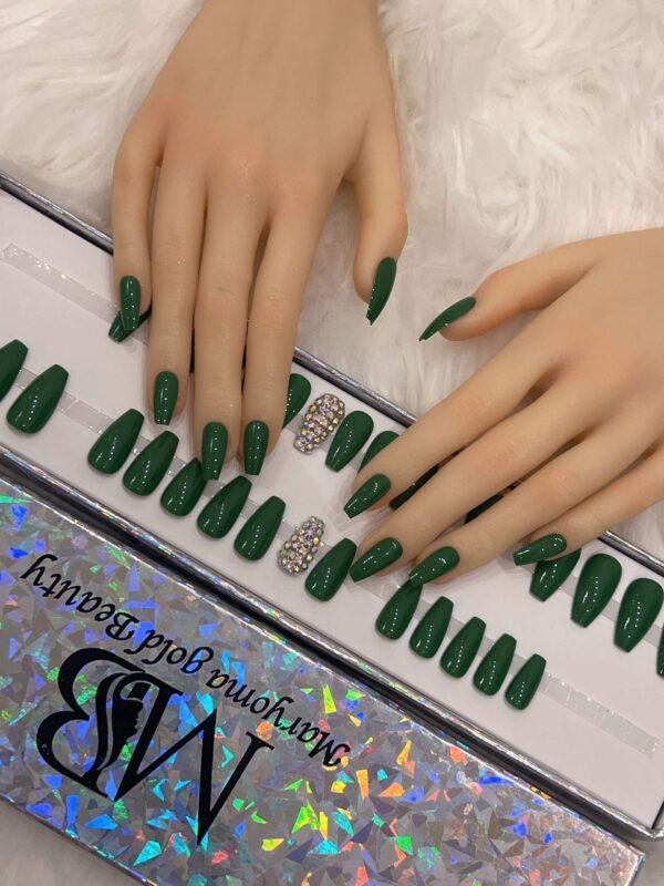 green medium coffin with crystal