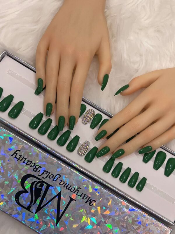 green medium coffin with crystal