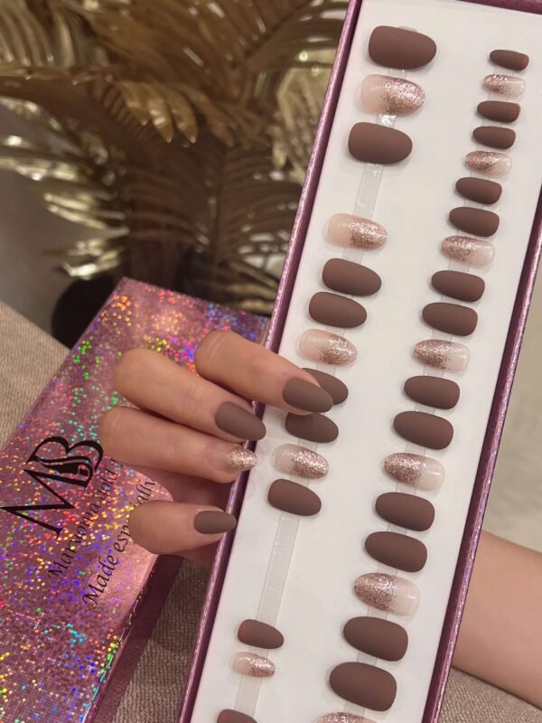 oval brown matt with ombre rose gold