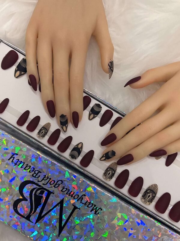 maroon matt sharp with nail art