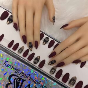 maroon matt sharp with nail art