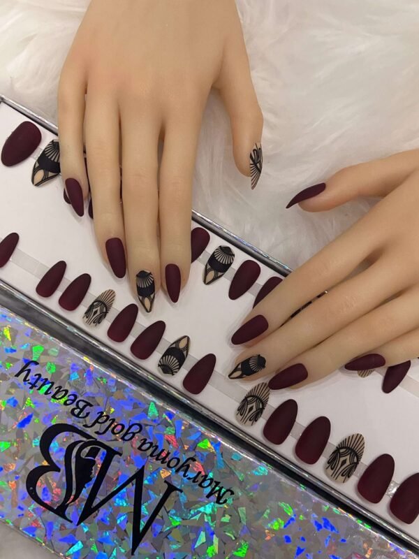 maroon matt sharp with nail art