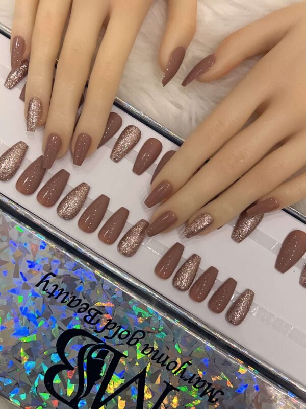 medium coffin brown nude with rose gold