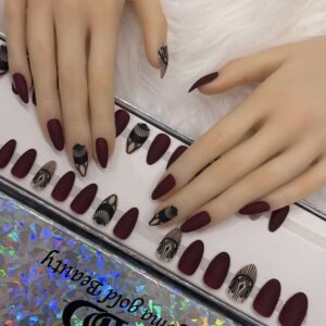 maroon matt sharp with nail art