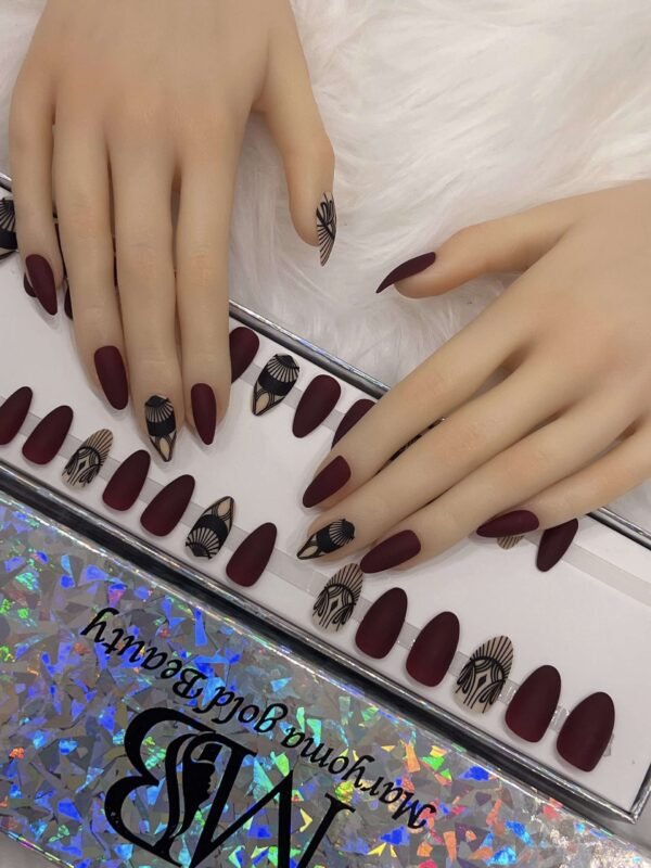 maroon matt sharp with nail art