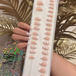 white sharp French with nail art