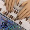 brown matt with marble nail art