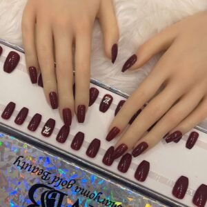 maroon coffin with crystal