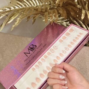 white sharp French with nail art
