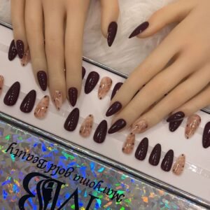 dark chocolate sharp with marble nail art