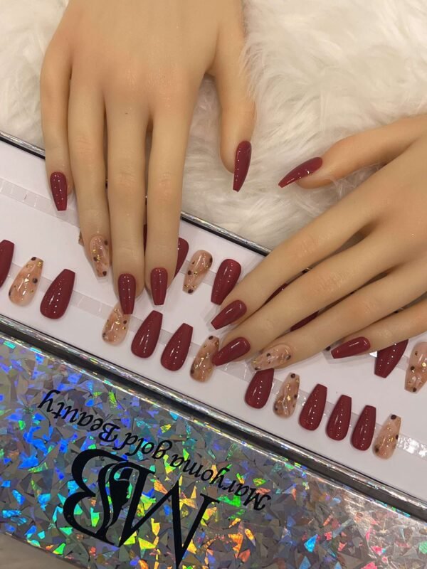 medium maroon coffin with marble