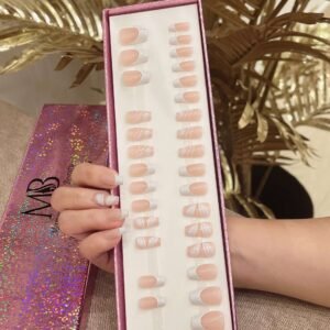 white French coffin with nail art