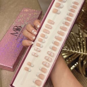 white French coffin with nail art