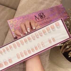 white French coffin with nail art