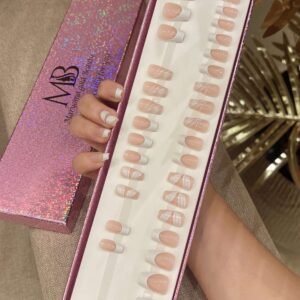 white French coffin with nail art