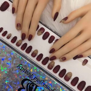 matt maroon with ombre glitter