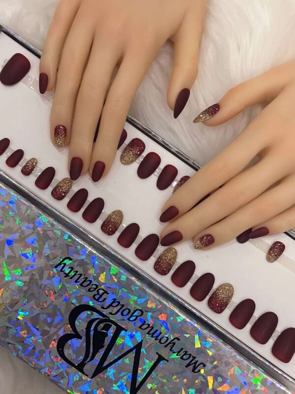 matt maroon with ombre glitter