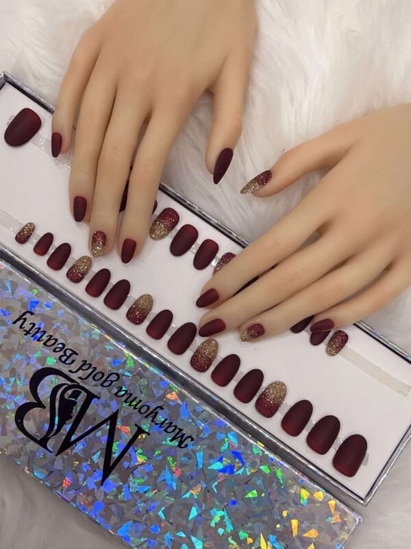 matt maroon with ombre glitter