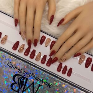 maroon medium coffin with marble