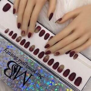 matt maroon with ombre glitter