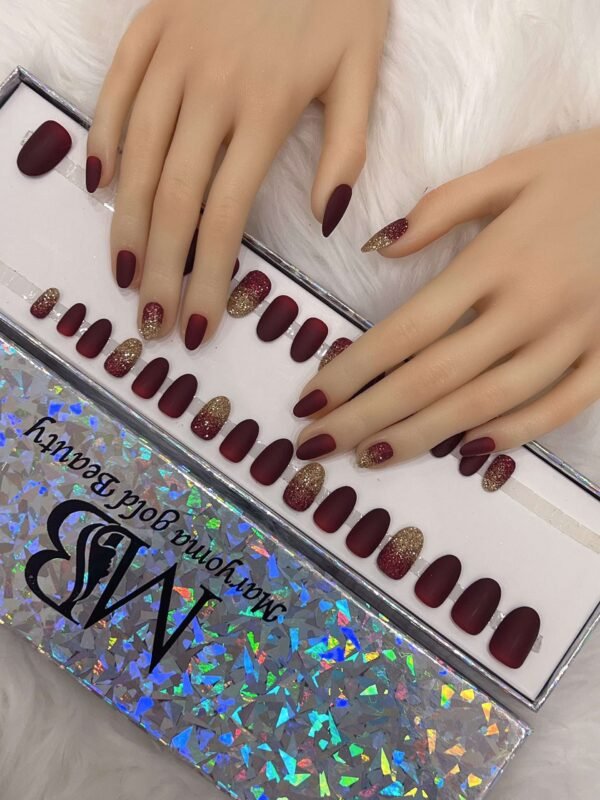 matt maroon with ombre glitter