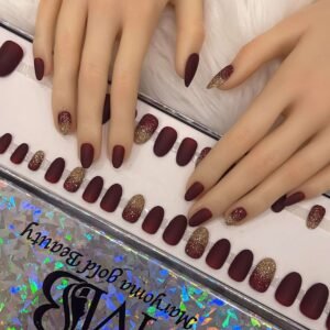 matt maroon with ombre glitter
