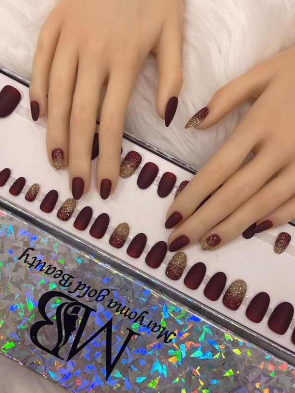 matt maroon with ombre glitter