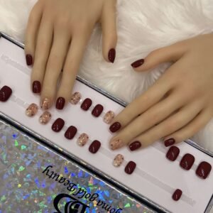 maroon square with marble