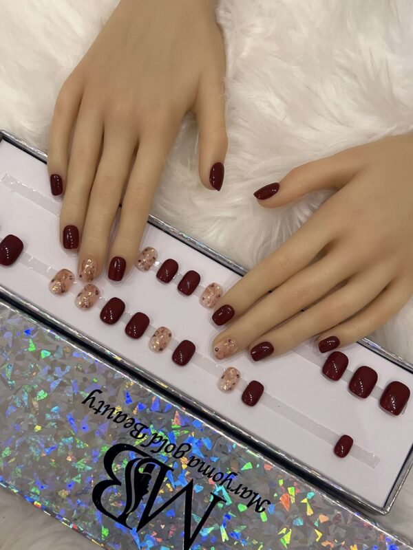 maroon square with marble