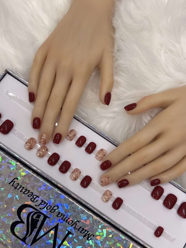 maroon square with marble