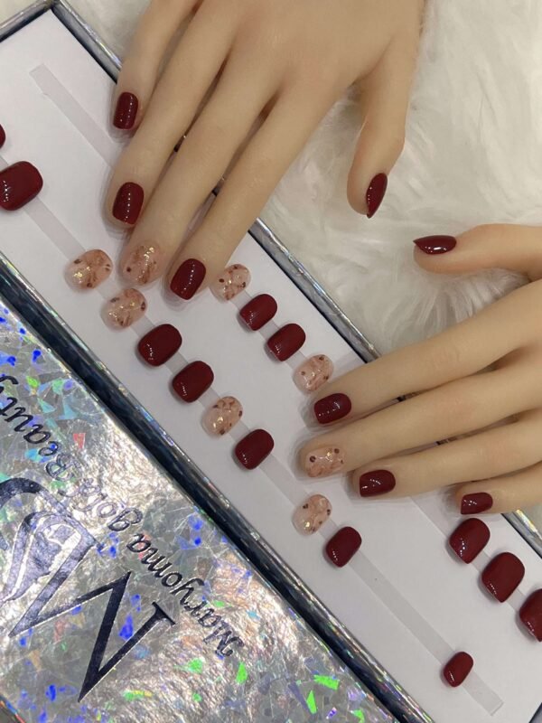 maroon square with marble
