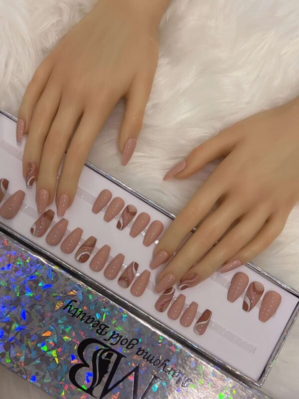 light nude medium coffin with nail art