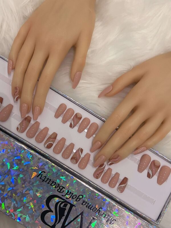 light nude medium coffin with nail art