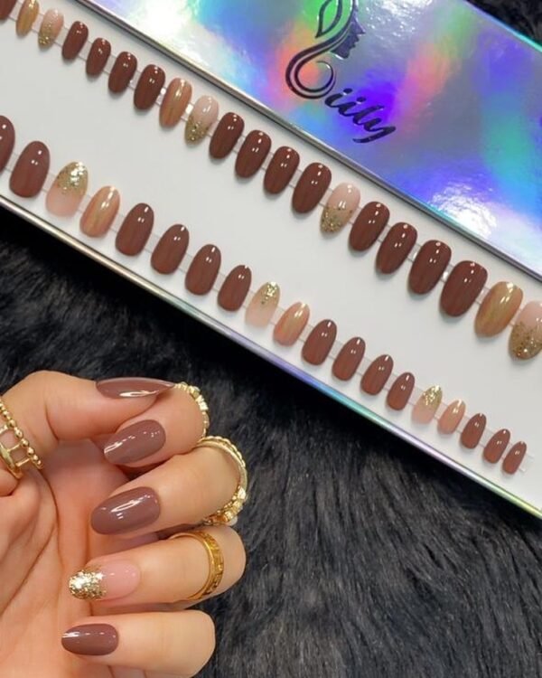Copper Brown With Pink Gold Glitters