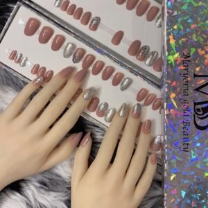 Rose Taupe with Silver Glitters