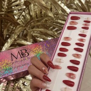 maroon sharp with red marble and white ombre