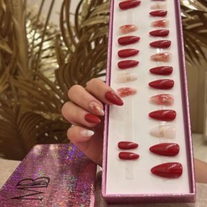 maroon sharp with red marble and white ombre