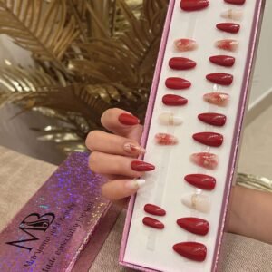maroon sharp with red marble and white ombre