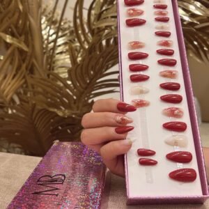 maroon sharp with red marble and white ombre