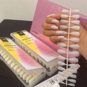 medium coffin natural color full nail tips (new)