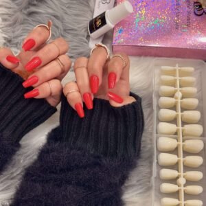 short coffin natural color full nail tips (new)