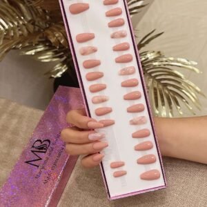 light pink nude medium coffin with pink marble