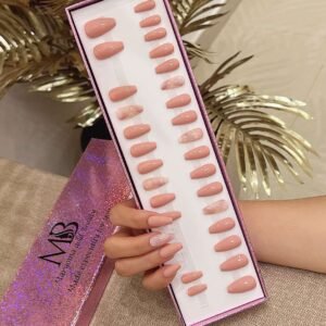 light pink nude medium coffin with pink marble