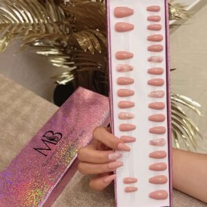 light pink nude medium coffin with pink marble